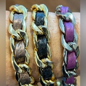 Juicy Couture Leather Chain Headband Lot of 3 purple, black, brown copper